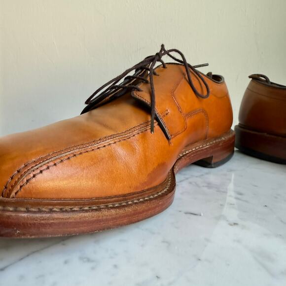 Allen Edmonds Hillcrest Derby Shoes Tan Leather 11.5C Made in USA - Picture 10 of 15